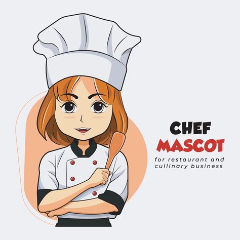 Mascot logo design. Chef woman smile and holding wooden Spatula vector illustration free download Lady Chef Logo, Chef Woman, Smile Woman, Chef Logo, Mascot Logo Design, Female Chef, Wooden Spatula, Vector Sketch, Sketch Ideas