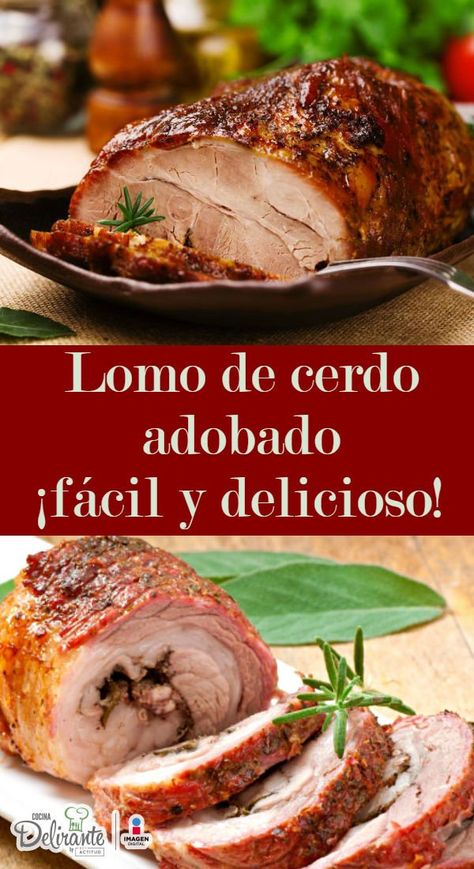 Prepara el lomo más delicioso bañado en un riquísimo adobo con chiles guajillos, pasilla y especias. A tu familia le fascinará, ¡pruébalo! Colombian Food, Marinated Pork, Latin Food, Mexican Food Recipes Authentic, Adobo, Kitchen Recipes, Pork Recipes, Meat Recipes, Mexican Food Recipes