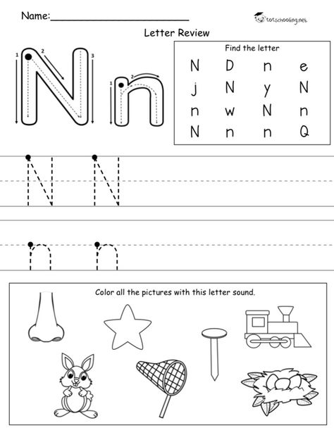 Preschool Concepts, Letter N Worksheet, Abc Activity, Preschool Letter Crafts, Letter Recognition Worksheets, Alphabet Activity, Alphabet Worksheets Kindergarten, Kindergarten Letters, Work Sheet