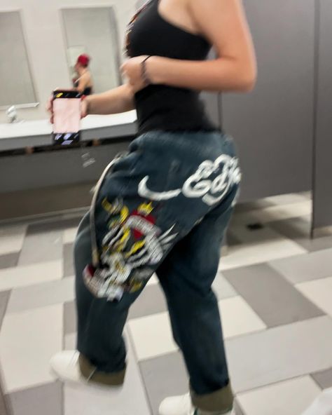 I GOT ON @edhardy ‼️‼️‼️ #edhardyjeans #jeans #edhardy #fashion #ootd #ootdfashion #fit #fitcheck #outfit #outfitoftheday Ed Hardy Outfit, Ed Hardy Jeans, Dream Fashion, Jeans Outfit Women, Cute Lazy Outfits, Lazy Outfits, Jeans Y2k, Jeans Outfit, Really Cute Outfits