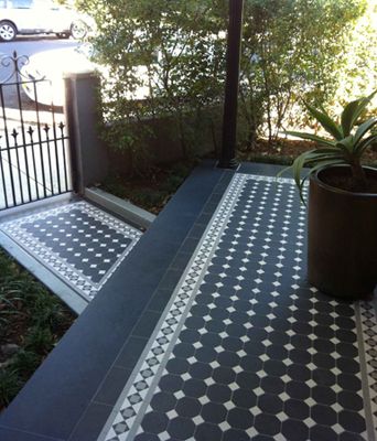 Tessellated Gallery 27 – Renditions Tiles Tessalated Tiles Verandah, Tessalated Tiles, Front Porch Tiles, Porch Tiles Outdoor, Verandah Tiles, Tessellated Tiles, Outside Tiles, Front Verandah, Porch Tile