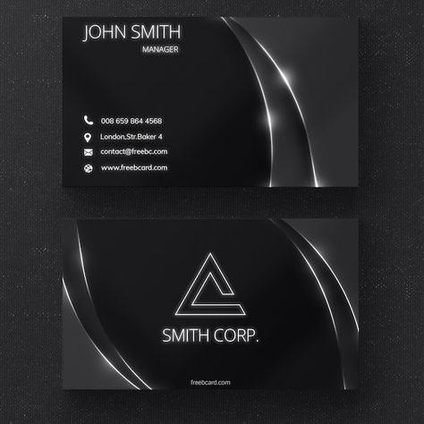 Free PSD black business card with glossy... | Free Psd #Freepik #freepsd #card-logo #logo-business-card #card #presentation-card Business And Advertising, Photographer Business Card Template, Graphic Layout, Pink Business Card, Business Card Template Psd, Blue Business Card, Stylish Business Cards, Photographer Business Cards, Style Web