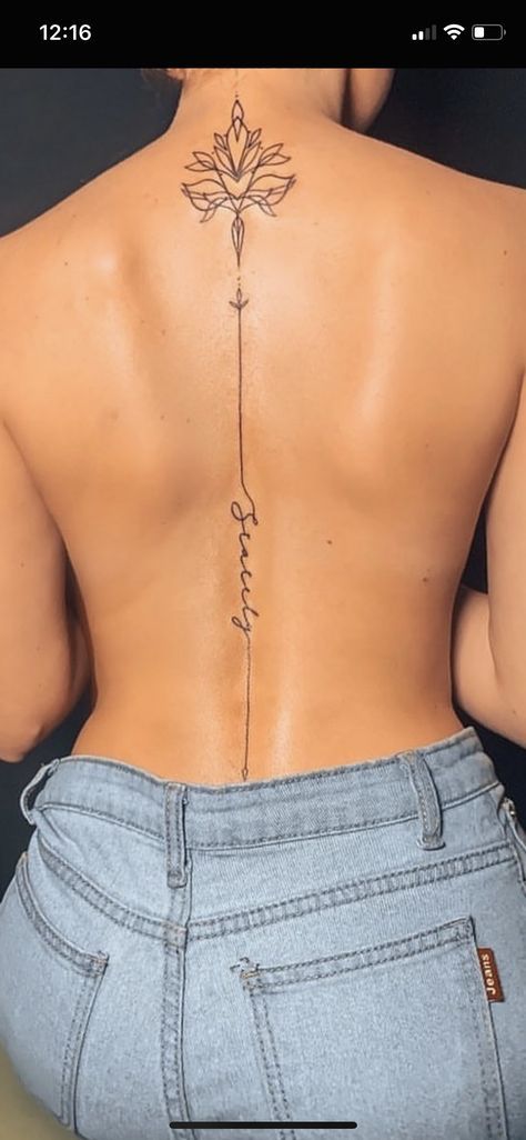 Long Back Tattoos For Women, Feminine Back Tattoos Spine, Tattoo After Care, Back Tattoos Spine, Feminine Back Tattoos, Tattoo Ideas Unique, Flower Spine Tattoos, Tattoo Artist Tattoo, Tattoo Design Tattoo