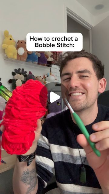 Zac Doar on Instagram: "I couldn’t help myself but include an innuendo in the tutorial hahah

How to crochet a Bobble Stitch ❤️

This video was made because I needed to show people how to make the bobble stitch that I use for my Kangaroo pattern! 

Hope you enjoy!

#bobblestitch #crochet #crochettutorial #amigurumi #crochetkangaroo" Crochet Bobble Stitch, Bobble Stitch Crochet, Bobble Crochet, Crochet Stitches Video, Bobble Stitch, Crochet Videos, How To Crochet, Crochet Tutorial, Crochet Stitches