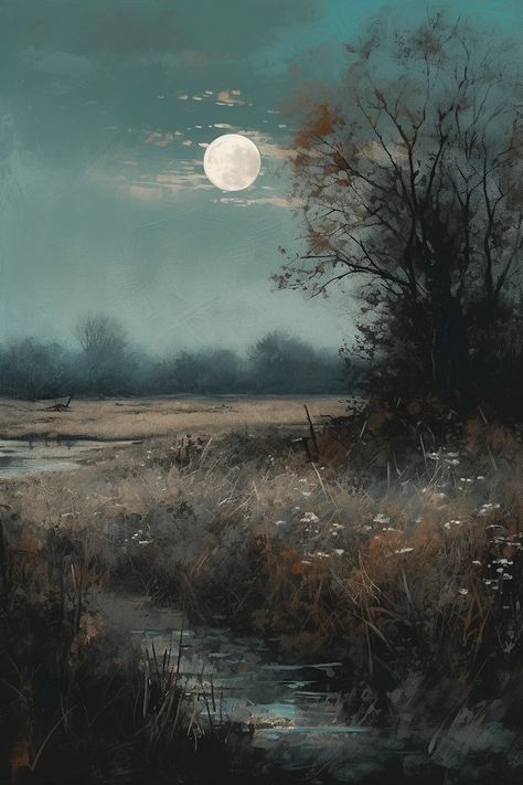 Vintage Moonlit Field Painting, Serene Countryside Landscape Under Moon Light, Rustic Home Decor, Digital Art Print, Field Night 6 - Etsy Apps For Artists, Ancient Greece Art, Drawing Apps, Moon Artwork, Moonlight Painting, Field Painting, Circle Drawing, Countryside Landscape, Abstract Wallpaper Backgrounds