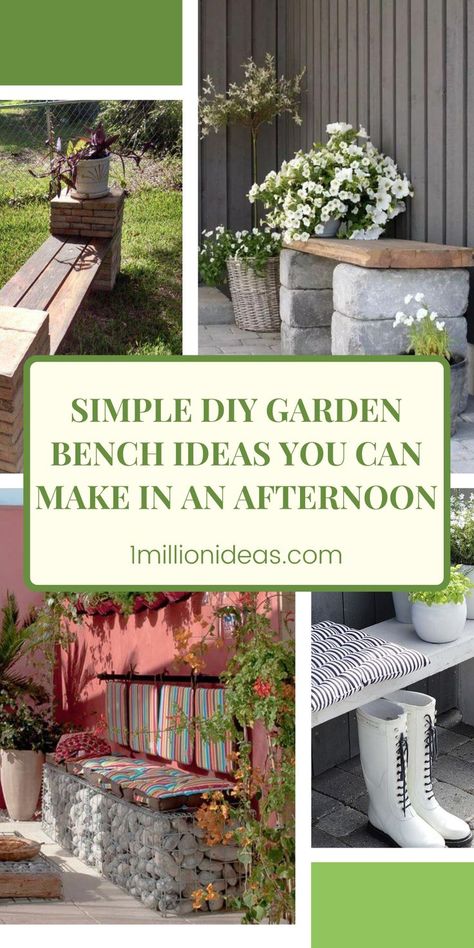 How To Build A Garden Bench, Simple Garden Seating Ideas, Garden Bench Ideas Diy, Diy Plant Bench Outdoor, Backyard Benches Ideas, Garden With Bench Ideas, Small Garden Bench Ideas, Diy Garden Bench Easy, Simple Garden Bench Diy