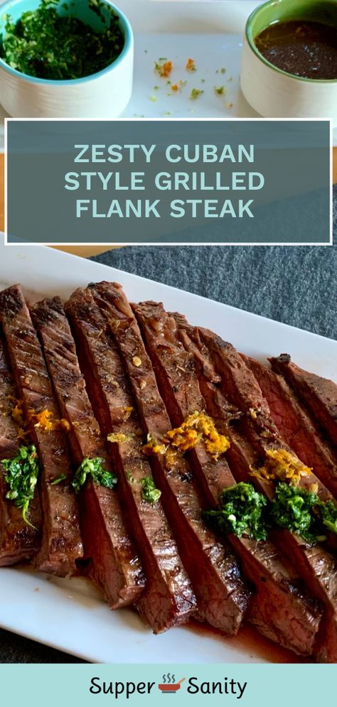 Try this Cuban Style Grilled Flank Steak with a zesty marinade that tenderizes and creates a magical Caribbean flavor. Perfect for a special occasion dinner. It's LOVE at first bite. #Valentine'sDayRecipe #DateNight #birthhdaydinner #anniversaydinner Special Dinner Ideas, Thanksgiving Meal Ideas, Dinner Sunday, Meal Planning Board, Meal Planning Easy, Special Occasion Dinner, Flank Steak Recipes, Easy Meal Planning, Cuban Cuisine