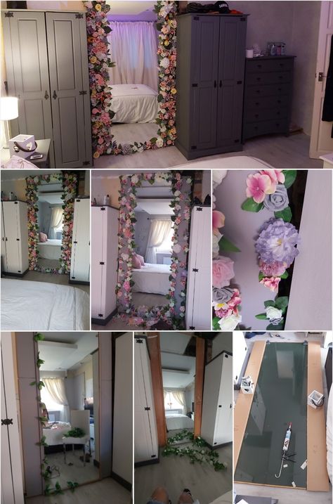 Diy Standing Mirror Frame Ideas, Mirror On Door Ideas, Mirror On Door Aesthetic, Door Mirror Ideas, Standing Mirror Decor, Sliding Mirror Wardrobe Doors, Diy Standing Mirror, Big Mirror In Bedroom, Sliding Mirror Wardrobe