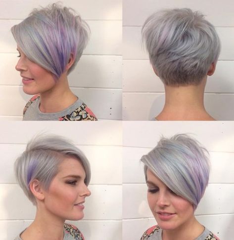 Feathered Gray Pixie with Long Bangs Asymmetrical Pixie Haircut, Choppy Pixie Cut, Thick Hair Cuts, Edgy Pixie Cuts, Pixie Bob Haircut, Pixie Cut With Bangs, Edgy Pixie, Asymmetrical Pixie, Long Pixie Cuts