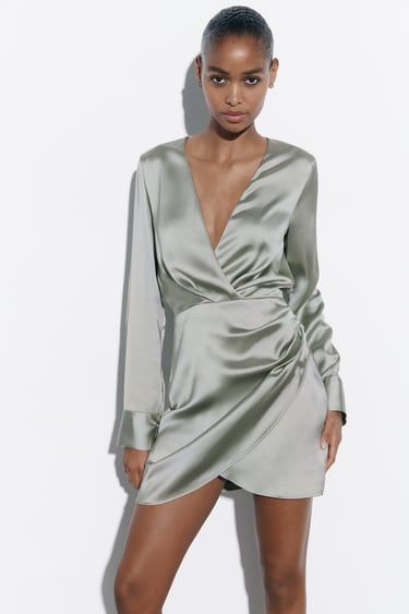 Women´s Satin Dresses | Explore our New Arrivals | ZARA United States Short Tiered Dress, Green Satin Dress, Navy Blue Midi Dress, Flowy Mini Dress, Purple Mini Dresses, Faux Leather Dress, Printed Shirt Dress, Mini Cocktail Dress, Black Bodycon Dress