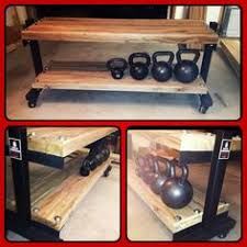 Diy Kettlebell, Home Gym Storage Ideas, Gym Storage Ideas, Kettlebell Storage, Bell Stand, Basement Gym Ideas, Home Made Gym, Home Gym Storage, Boutique Gym