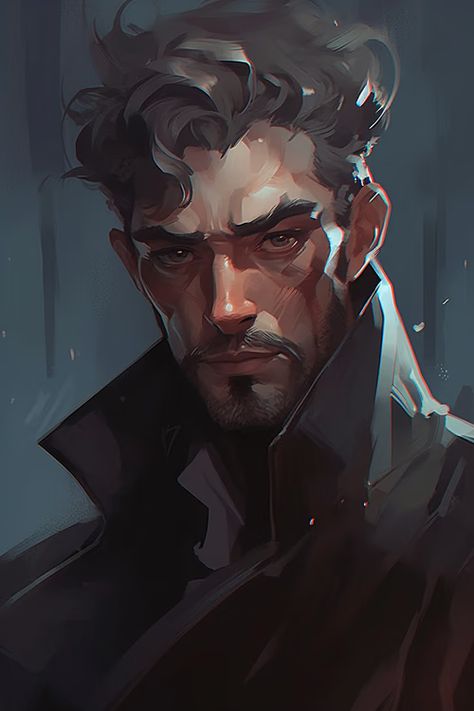 Concept Art Character Male, Villian Illustration, Fantasy Villain Art, All Of Us Villains Fanart, Character Design Villain, Character Concept Art Male, Villain Portrait, Detective Character Design, Villain Reference