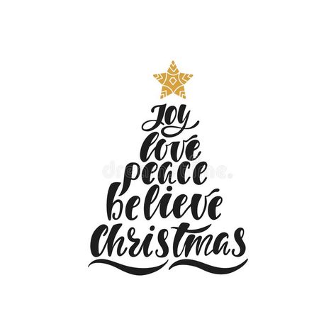 Holiday Typography, Hand Drawn Calligraphy, Calligraphy Text, Believe Christmas, Star Illustration, With Christmas Tree, Love Peace, Christmas And New Year, Typography Design