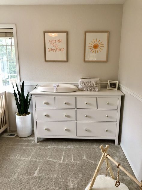 Boho neutral baby nursery ideas - Ikea Hemnes dresser hack Ikea Hemnes Changing Table Hack, Ikea Hemnes Dresser Nursery, Ikea Hemnes Nursery, Hemnes Nursery, Ikea Hemnes Changing Table, Ikea Hemnes Dresser Hack, Ikea Hemnes Drawers, Hemnes Dresser Hack, Hemnes Drawers