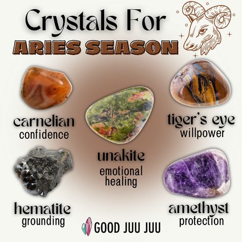 Crystals for Aries Season Carnelian Hematite Unakite Tigers Eye Amethyst Crystal Healing Metaphysical Store Witchy Crystals For Aries, Ritual Oils, Aries Season, Metaphysical Store, Leadership Abilities, Business Podcasts, Finding Inner Peace, 12 Zodiac, Personal Power