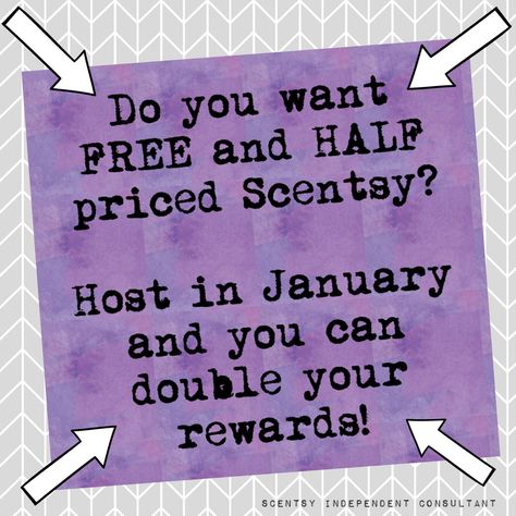 Host in January for double half price Scentsy items!! Scentsy Hostess, Scentsy Host, Half Price