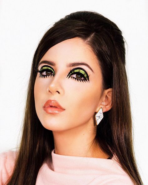 1960's Makeup, 60s Twiggy, Charlotte Roberts, 1960s Makeup, 1960s Inspired, Nyx Cosmetics, Artistry Makeup, Makeup Nails, Ear Cuff