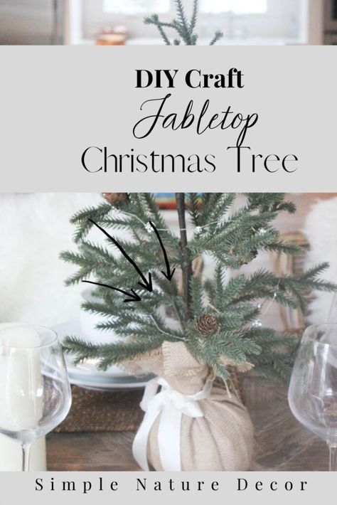 How To Make A Tabletop Christmas Tree is agreat idea to recycle your christmas tree branches. #recycle #christmastree #smallchristmastree Make A Mini Christmas Tree, How To Make Tiny Christmas Trees, Christmas Tree Branches Leftover, Christmas Tree Branch Ideas, Diy Table Top Christmas Tree Ideas, Diy Tabletop Christmas Tree, Diy Mini Christmas Tree Ideas, Table Top Christmas Tree Ideas, Hristmas Crafts