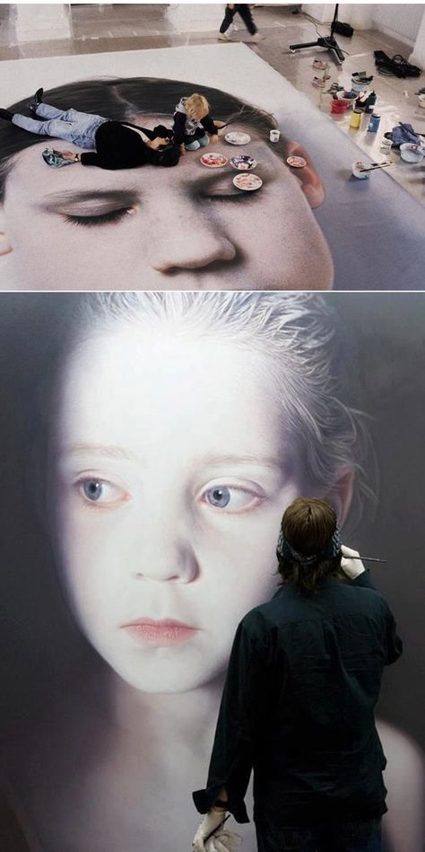 Gottfried Helnwein working Update Quotes, Gottfried Helnwein, Portrait Paintings, Painting People, Realistic Paintings, Mixed Media On Canvas, Performance Artist, Hyperrealism, Photorealism