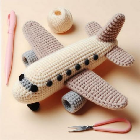 Crochet Airplane, Doll Amigurumi Free Pattern, Crochet Applique Patterns Free, Crochet Toys Free Patterns, Crochet Toys Free, Easy Crochet Animals, Pola Amigurumi, Themed Room, Whimsical Decor