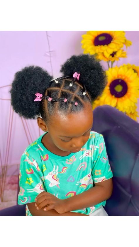 Paris Aminu | kids hairstyles | Afro ponytail hairstyle for baby girls #kidshairstyles Music by @faveszn . . #parisandmum | Instagram Natural Kids Hairstyles Black, Girl Ponytail Hairstyles Kids Black, Toddlers Hairstyles Girl Black, Ponytail Styles For Black Kids, Hairstyle For Kids Girl, Toddler Ponytail Hairstyles, Hairstyle For Baby Girl, Baby Hairstyles Girl, Skl Hairstyles