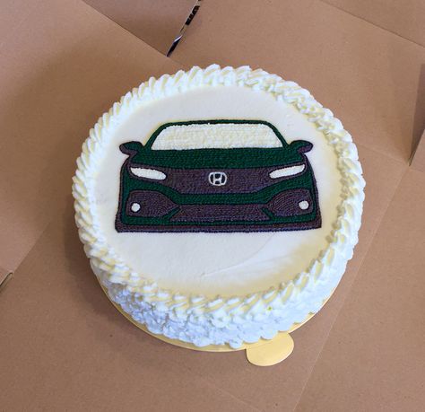 Civic 10th Cake Car Bento Cake, 10th Birthday Cake, Cars Birthday Cake, 10 Birthday Cake, Birthday Sheet Cakes, Cake Kids, Freehand Drawing, Patterned Cake, Korean Cake