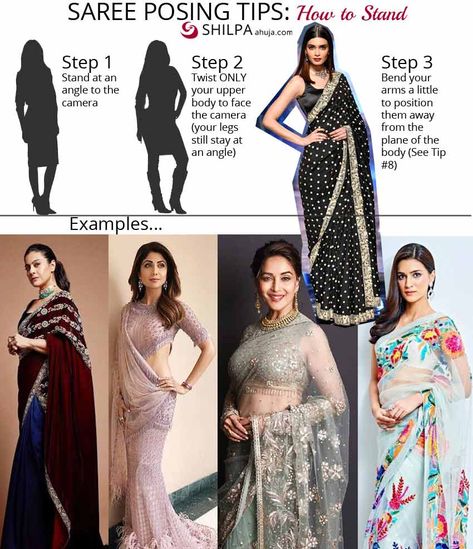 Posing In Saree For Photoshoot, How To Pose In Saree, Couple Poses In Saree, Saree Poses Photoshoot Ideas At Home, Brides Saree, Pose In Saree, Poses In Saree, Western Saree, Saree Pictures