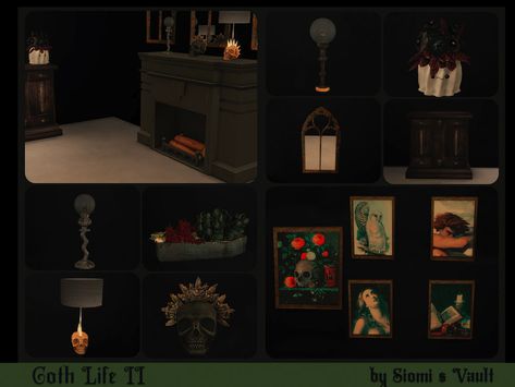 The Sims Resource - Goth Life II Goth Bathroom, Gothic Office, Goth Office, Vampire Stuff, Goth Kitchen, Goth Houses, Patio Lamp, Sims 4 Kitchen, Goth Garden