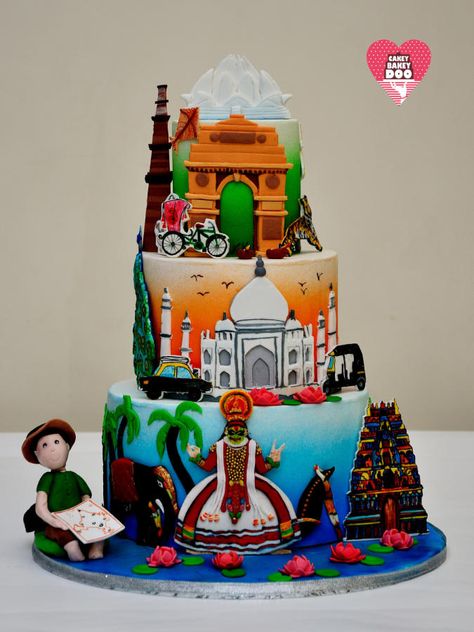 India through travelers eye  by Payal Potdukhe - Cakey Bakey Doo Rajasthani Theme, Eye Cake, Travel Cakes, India Cakes, Whimsical Cakes, Cricket Cake, India Theme, Chocolate Chip Pound Cake, Extreme Cakes