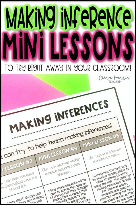 Looking for new and fun ideas to help teach making inferences? I've got 5 engaging mini-lesson ideas for you to try in your elementary classroom! Inferences Activities, Sped Organization, Making Inferences Activities, Inferring Lessons, Inferencing Activities, Inference Activities, Lesson Plan Ideas, Making Inferences, 5th Grade Reading