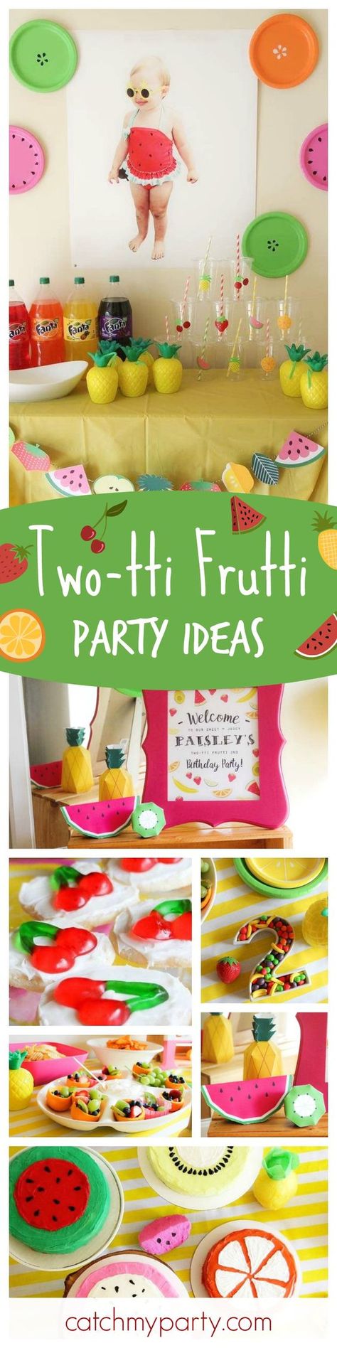 You won't want to miss this fun Two-tti Frutti Birthday party! The colorful decorations are awesome! See more party ideas at CatchMyParty.com Tutti Fruity Party, Fruity Party, Twotti Fruity, Balloon Displays, School Function, Deco Fruit, Dj Photo, Colorful Decorations, Celebrate Birthday