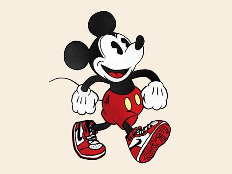 Mickey Mouse Nike Shoes, Jordan 1 Cartoon, Jordan 1 Drawing, Jordan Painting, Jordan Wallpaper, Mickey Shoes, Mickey Mouse Png, Mickey Mouse Shoes, Shoes Cartoon