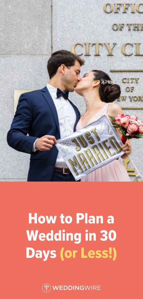 How to Plan a Wedding in 30 Days (or Less!) -  It’s totally possible to plan a wedding in a month or less—you just have to act quickly, keep things as simple and small as possible, and don’t be afraid to ask for help. Read our guide on WeddingWire! {Little But Fierce Photography} Planning A Wedding In One Month, How To Plan A Wedding In A Month, 3rd Times A Charm Wedding, How To Plan A Wedding In One Month, Small Quick Wedding Ideas, Last Minute Wedding Ideas, How To Plan A Small Wedding, 30 Day Checklist, Quick Wedding Planning