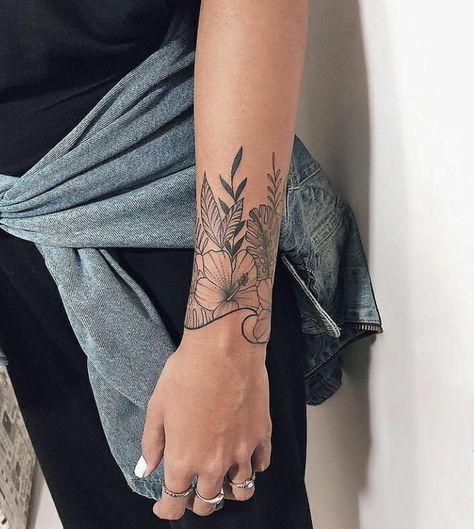 Tropical Compass Tattoo, Beachy Floral Tattoo, Tropical Forearm Tattoo, Ocean Flower Tattoo Half Sleeves, Women’s Sleeve Ideas, Hawaiian Arm Tattoos For Women, Waves Tattoos For Women, Hawaiian Plant Tattoo, Hawaii Islands Tattoos