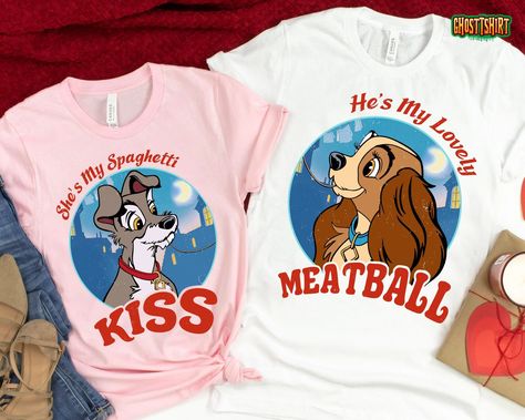 Lady And The Tramp Shirt, Black Couple, Disney T, Lady And The Tramp, Couple Matching, Disney Tshirts, Women Shirt, Disney Outfits, Unisex Tshirt