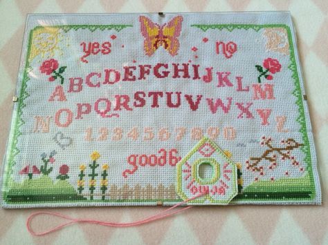 Ouija Board Cross Stitch, Ouija Cross Stitch, Witch Cross Stitch, Spirit Board, Ouija Board, Needle Arts, Tapestry Crochet, Cross Stitching, Creative Inspiration