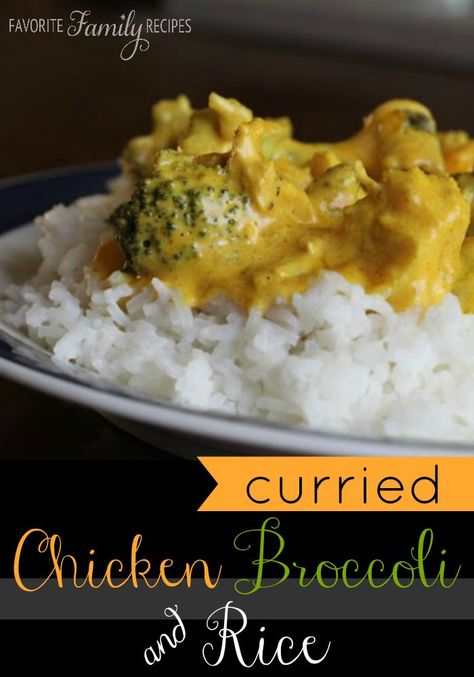 Curried Chicken and Broccoli over Rice Chicken And Broccoli Over Rice, Chicken Broccoli Rice, Chicken Casserole Easy, Curried Chicken, Chicken Rice Casserole, Chicken Broccoli Casserole, Rice Dinner, Chicken And Broccoli, Cream Of Celery Soup