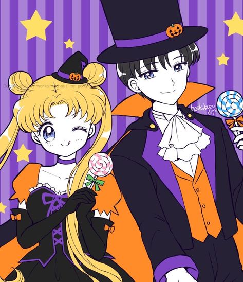 Sailor Moon Halloween Pfp, Sailor Moon Halloween Wallpaper, Notion Photos, Sailor Moon Halloween, Sailor Moon Drops, Helloween Wallpaper, Moon Cross Stitch, Tuxedo Mask, Sailor Moon Usagi