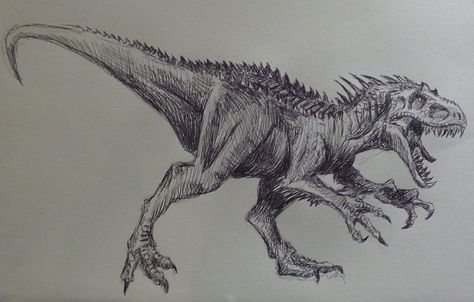 Indominus Rex Art, Jurassic World Indominus Rex, Dinosaur Pencil, Dino Drawing, Pencil Drawing Ideas, Dinosaur Sketch, Dinosaur Tattoos, Indominus Rex, Dinosaur Images