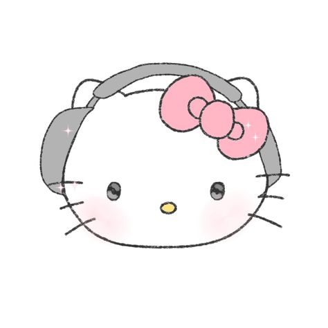 Hello kitty headphones 🎧🎀 Hello Kitty Wearing Headphones, Hello Kitty With Headphones, Headphone Sketch, Kitty Headphones, Hello Kitty Headphones, Kitty Icon, Hello Kitty Imagenes, Wearing Headphone, Random Stuff