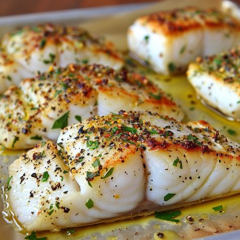 Baked Sea Bass, Twisted Recipes, Sauteed Spinach, Sea Bass, Garlic Herb, Trending Recipes, Fresh Parsley, Seafood Dishes, Tasty Dishes