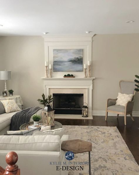 THE 3 BEST, MOST TIMELESS NEUTRAL PAINT COLOURS: Part 2 of 4 - Kylie M Interiors Benjamin Moore Edgecomb Gray, Warm Neutral Paint Colors, Kylie M Interiors, Dark Wood Trim, Edgecomb Gray, Taupe Paint, Home Paint Color, Cabinet Trim, Greige Paint Colors