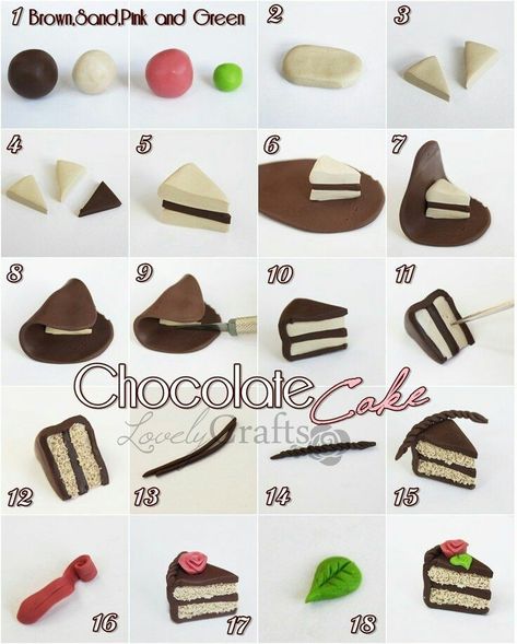 Kue Fondant, Food Polymer Clay, Pastel Chocolate, Polymer Clay Kunst, Crea Fimo, Polymer Clay Cake, Doll Diy, Tanah Liat, Polymer Clay Diy