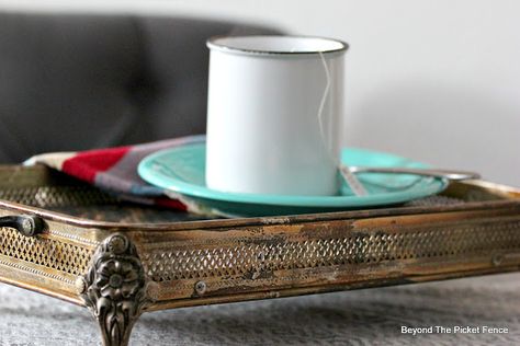 Metal Serving Tray Decor Ideas, Repurposed Silver Trays, Metal Casserole Holder Repurpose, Silver Casserole Holder Repurpose, Repurpose Old Silver Trays, Silver Casserole Holder Ideas, Upcycle Silver Trays, Antique Serving Tray, Reuse Recycle Repurpose