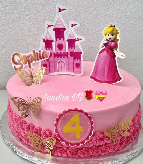 Pastel Princesa Peach, Princess Peach Cake, Princess Peach Party, Peach Birthday, Super Mario Birthday Party, Peach Party, Mario Birthday Party, Peach Cake, Super Mario Birthday