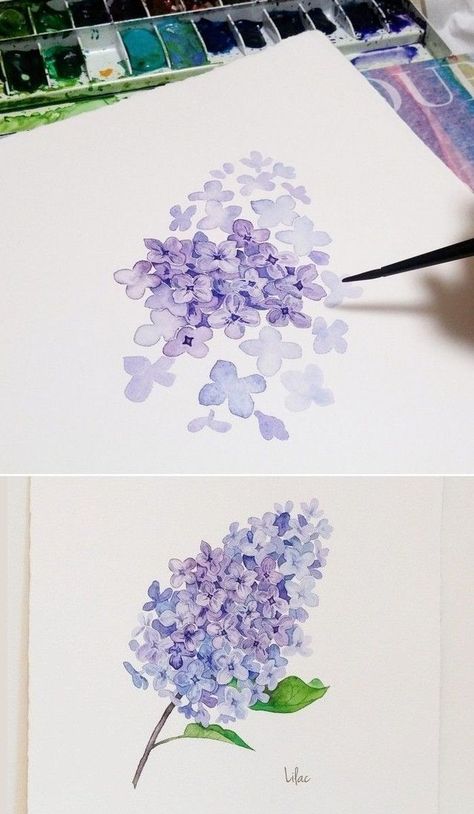 Lavender Drawing, Paint Lavender, Akvarel Illustration, Paintings Tumblr, Drawing Pictures, Illustration Botanique, Watercolor Painting Techniques, Watercolor Flower Art, Watercolor Paintings Tutorials