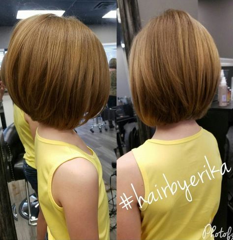 Little Girls' Layered Bob Haircut Kids Bob Haircut, Bob Haircut For Girls, Chin Length Haircuts, Layered Bob Haircuts, Girls Short Haircuts, Cute Short Haircuts, Cute Haircuts, Girl Haircut, Kids Hair Cuts