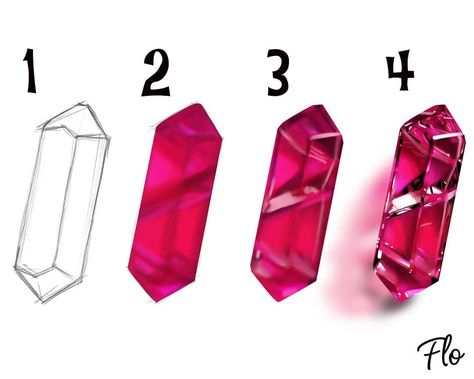 Art with Flo on Instagram: “Drawing a pink crystal step by step. The fully narrated video tutorial + working file and palette can be found on my Patreon page and for…” Draw Crystals, Art With Flo, Crystals Art Drawing, Crystal Tutorial, Gem Drawing, Pro Create, Crystal Drawing, Digital Painting Techniques, Procreate Ipad Art