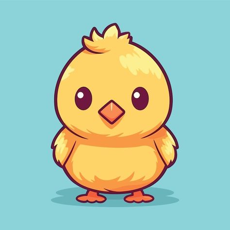 Cute Chicken Cartoon, Chick Illustration, Chicken Drawing, Cartoon Chicken, Animal Doodles, Recent Anime, Baby Chickens, Flat Vector Illustration, Cute Chickens