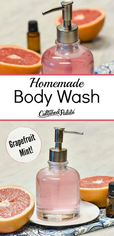 Homemade Body Wash - grapefruit mint flavor is an easy DIY body wash for homemade beauty and natural skin care. #myculturedpalate #bodywash #diy #homemade beauty Easy Diy Body Wash, Diy Body Wash, Homemade Body Wash, Pele Natural, Diy Kosmetik, Homemade Beauty, Favorite Skincare Products, Foaming Hand Soap, Diy Body